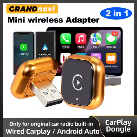 Orange 2IN1 Wireless Carplay Android Auto Adapter Smart Dongle For Volvo Benz Mg Kia Chery VW Honda 