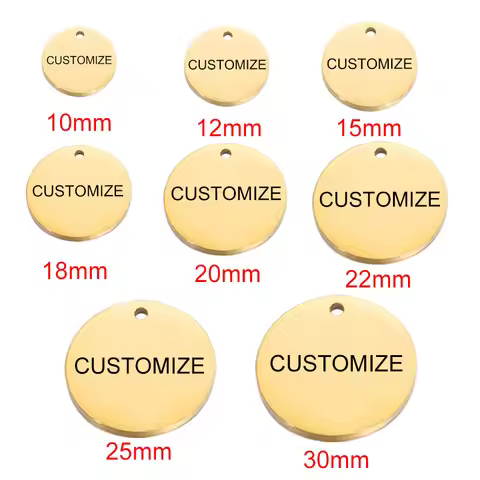 20pcs Custom Order Laser Engraved Stainless Steel Charms Personalized Round Custom Logo Round Disc L
