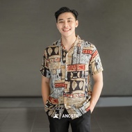 Kemeja Pria Vintage Retro Redneck Motif Abstrak Amarilo Aesthetic Bahan Rayon Import Lengan Pendek