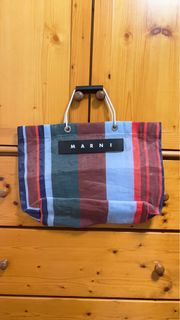 MARNI Market Striped Tote Bag