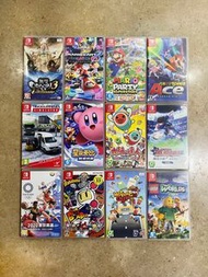 Switch Games, 蛇魔3 Ultimate, Mario Kart, Mario party superstar, Mario Tennis, Truck simulator, 星之卡比, 太鼓達人, 隊長小翼, 2020東京奧運, 炸彈人, Moving Out, Lego World