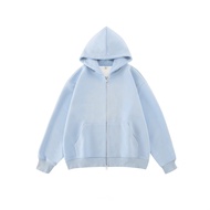 Áo Khoác Cardigan Rộng Rãi American Grey Double Zipper Hoodie Cho Nữ Mùa Xuân Thu 2025 Thiết Kế Mới