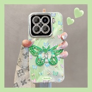 Suitable for Xiaomi 15 Phone Case Xiaomi 12s/x/14/13 Redmi k80/700 Green Beaded Butterfly