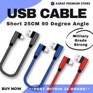 [Post 24H] USB Type C Short Cable 90 Degree Phone Charger Cord Mini Micro USB Data Cable For Power b
