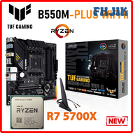 FHJIK ASUS AMD Ryzen 7 5700X โปรเซสเซอร์ซีพียูคอมโบพร้อม AM4 TUF B550M เกมและเมนบอร์ด WIFI II MicroA