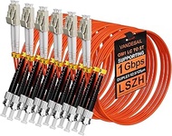 6 Pack LC to ST OM1 Fiber Patch Cables 2M(6.5FT), 62.5/125µm MultiMode Duplex Fiber Jumper Cords, LS