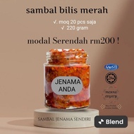 sambal bilis merah jenama sendiri (20 pcs)RM10.50 BERAT BERSIH 220 GRAM.