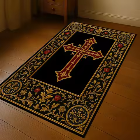 Gothic Style Cross Rug, Christian Prayer Carpet, Prayer Rug, Cross Rug, Christian Rug, Cross Symbol