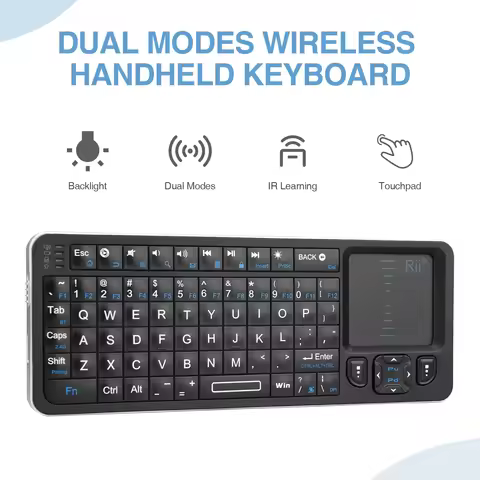 Rii K06 Mini Bluetooth Keyboard,Backlit 2.4GHz Wireless Keyboard with IR Learning Touchpad Android T