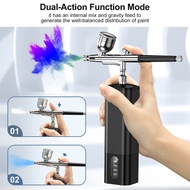 AVHRIT Portable Airbrush Kit with Dual-Action Airbrush Mini USB Rechargeable Air Compressor 6 CC Cup