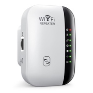 ตัวรับสัญญาณ WiFi ตัวดูดเพิ่มความแรงสัญญาณไวเลส Wifi Repeater ตัวกระจายอินเตอร์เน็ต 2.4GHz 300Mbps Signal Booster WPS(สีขาว)