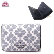 (CHAT BEFORE PURCHASE)NEW KATE SPADE NEW YORK SPADE FLOWER PVC COATED CANVAS SMALL BIFOLD WALLET KG493 IN NAVY MULTI