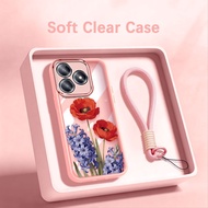 YBD Phone Case For OPPO A6C 5G Daisy Forget-Me-Not Poppy Hyacinth Flower Shockproof Clear Cover