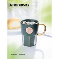 Starbucks Cup Dark Green Household Couple Mug Ceramic Cup Desktop Cup Gift Water Cup 390ml-----Donghua Preferred Store 0HFA