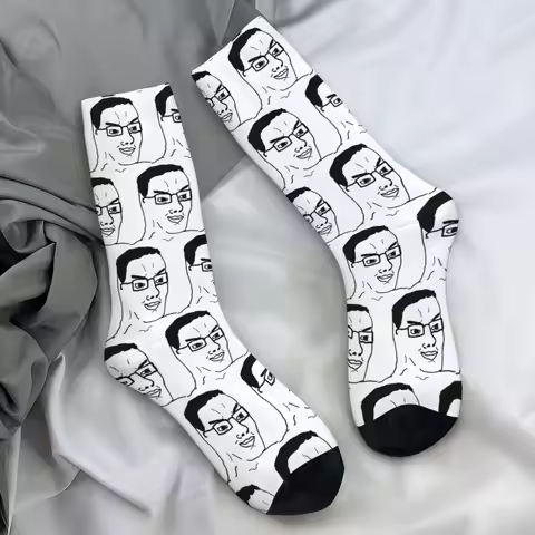 Anime Wojak Soyjak Funny Meme Face Stockings Design Gothic Socks Spring Anti Bacterial Socks Unisex 
