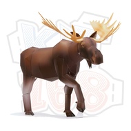 Asian-European elk animal paper model
