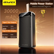 AWEI P7K 30000mAh Portable Power Bank Dual Type A USB A Type C Micro Dual Input Fast Charge Powerban