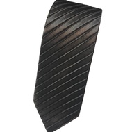 Black Pleated Silk Tie With Built-In Pattern Quality Brand Medium Size 8 X 150 cm (3 Inches)