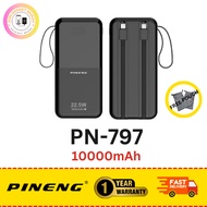 PINENG PN797 10,000mAh Powerbank 22.5W Fast Charges Built-In Cable Type C Fruit LED Digital Display