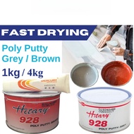 Mercury Nissan Hitary 928 Car Putty with Hardener / Poly Putty 1kg /4kg (Brown / Grey)