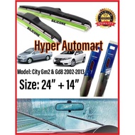 1Pair Honda City Gm2 & Gd8 2002-2013 Soft Silicone Mugen 3S Wiper Blade 24"Inch+14'Inch Kereta Silik