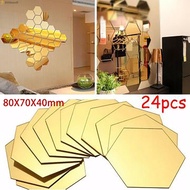 Mirror Stickers Self-adhesive Sticker Tiles Bathroom Hexagon Home office