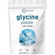 Micro Ingredients Glycine Powder, 1KG (2.2 Pounds), Glycine 1000mg Per Serving, Water Soluble and Pr