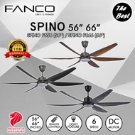 FANCO SPINO 56 / 66 Inches DC Motor 3C Light 6 Blade Remote Control Ceiling Fan
