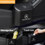 HYS Mercedes Benz Car Trash Can Hanging Flip Lid Dustbin Pressing Type Storage Box Organizer Car Accessories For W207 W211 W205 W212 W204 W220 W206 W124 W213 W218 W222