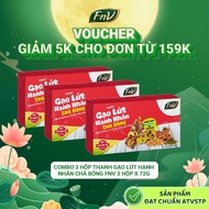 Combo of 3 boxes of almond brown rice bars FNV low-calorie sugar-free snacks 3 boxes x 72g