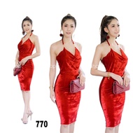 Sukma - Hyuna Midi Dress Velvet Velvet Bodycon Dress 770