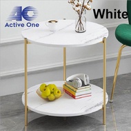 ACTIVEONE Modern Minimalist Premier Quality Small Round Table Nordic 2 Layer Round Coffee Table - Fu