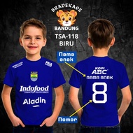 PERSIB FOOTBALL DISTRO T-SHIRT CUSTOM NAME & NUMBER AGE 6 MONTHS - 12 YEARS