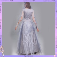 []-Women Halloween Dead Bride Costume Ghost Corpse Bride Corset Dress and Veil Floral Headband Outfi