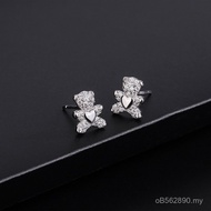Small Fresh Korean Version s999 Earrings Love Heart Sterling Silver Earrings Diamond Earrings Little
