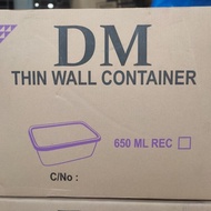 1 Dus Thinwall Dm 650Ml Food Container Persegi Panjang Food Grade .