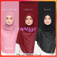 SHAWL CHIFFON CRUSH PLEATED HALUS WITH PEARL TUDUNG SHAWL HIJAB LABUH