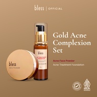 [Gold Acne Complexion Set] FREE PUFF - Bless Acne Face Powder + Bless Acne Treatment Foundation