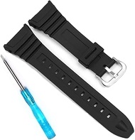 Replacement Strap for Casio Men's W-96H W96H-1BV Sport Watch Band 10076822 W96H Black Resin Bracelet