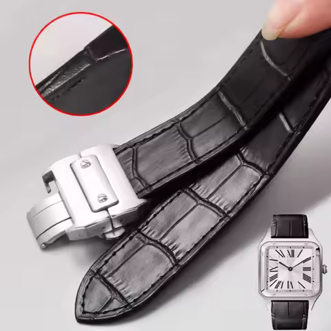 Genuine Leather Watch Strap For Cartier Santos High Quality Watchband Santos 100 Men's And Women Fol