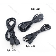 2pin 3pin AU US Plug Power Cable IEC C13 AC Power Supply Cable Extension Cord For PC Computer Monito