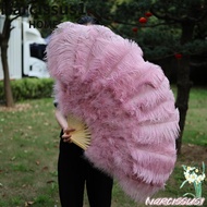 NARCISSUS Handheld Fur Fan, Big Red Ostrich 30*52cm 35*60cm Folding Fan, Runway  Props 12 Bones Perf
