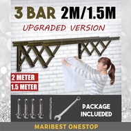2M/1.5M X 3 BAR ALUMINIUM  RETRACTABLE CLOTH HANGER (6688) OUTDOOR CLOTH HANGER WITH HANGER PENYANGK