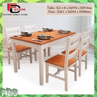 FDS Simple Dining Table And Chair Solid Wood Material Combination 1 Table 4 Chairs 4 Person Eating T