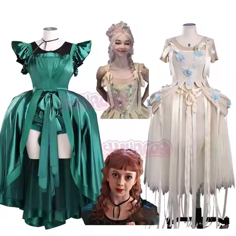 Newly AAgnes Cosplay Costume Wig Gala Gown Party Enid AAgnes GGreen Dress Neckwear Petticoat Set Eni