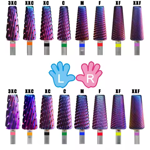 4 IN 1 Carbide two hand 7.0 Large Medium Small 3 Size Purple Carbide nail milling drill bits 6.0