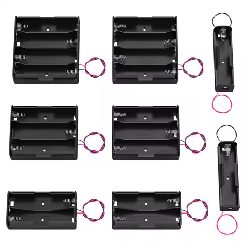 2PCS 18650 Battery Holder with Wire 3.7V 7.4V 11.1V 14.8V DIY Battery Storage Boxes Black Plastic Ba