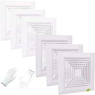 6-Piece (9"x9"Inches) Bathroom Exhaust Fan Cover with Spring, Square Ceiling or Wall Mounted Exhaust