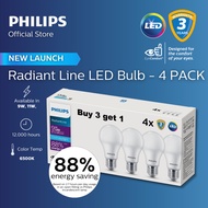 Philips Radiant Line LED Bulb – 4 Pack (Buy 3 Get 1 Free) | Extra Brightness, 88% Energy Saving, 650