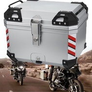 【45L】Top Box Aluminium ABS Motorcycle Storage Box with Lining and Base Rainproof Shockproof Large Capacity Top Box